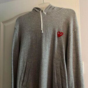 CDG Play Comme Des Garcons Gray Hoodie (Large)